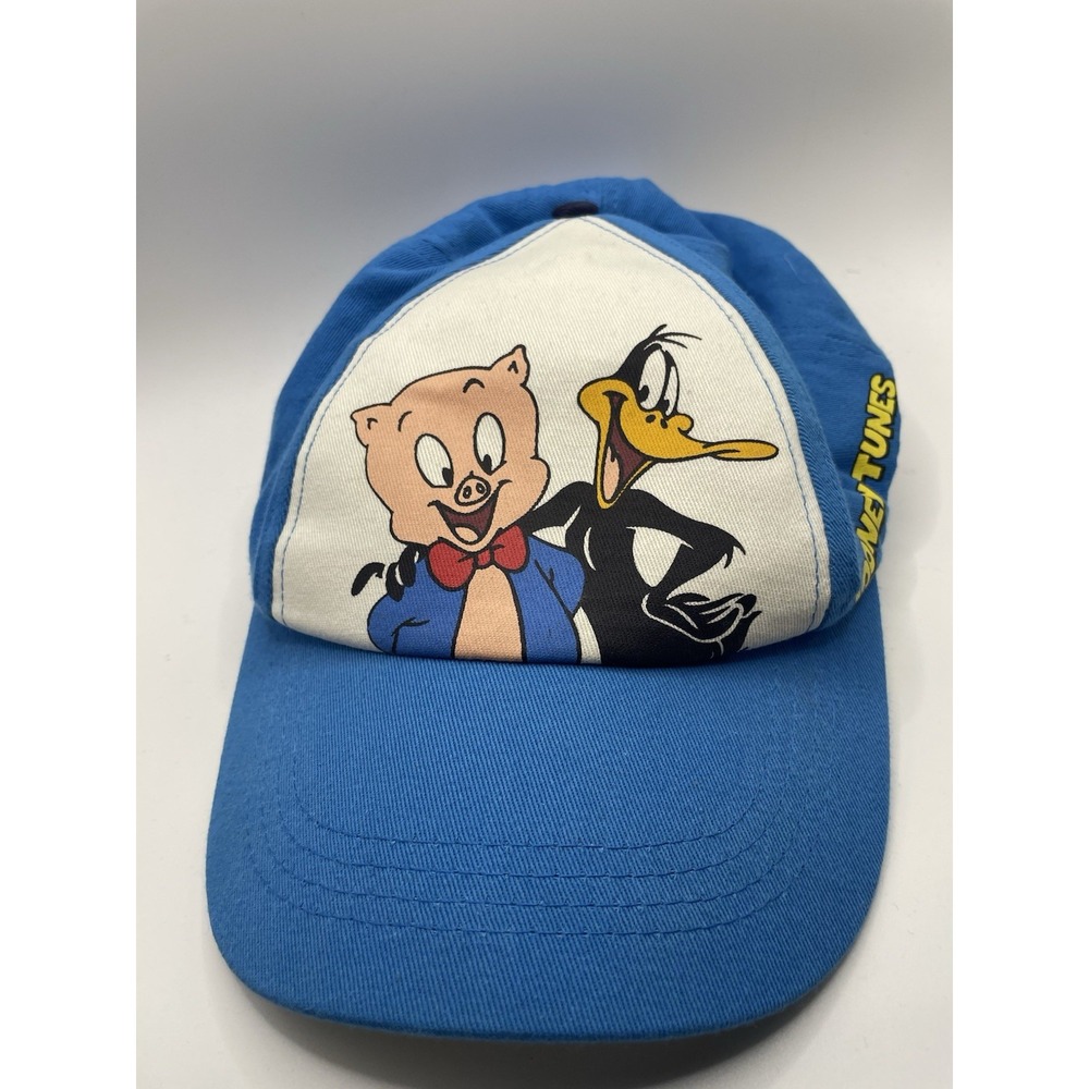 Looney Tunes Adjustable Baseball Hat 2011 Porky Pig Daffy Duck Blue White